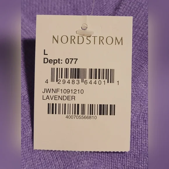 ​NWT John W. Nordstrom 100% Cashmere V-Neck Sweater - Lavender - Large